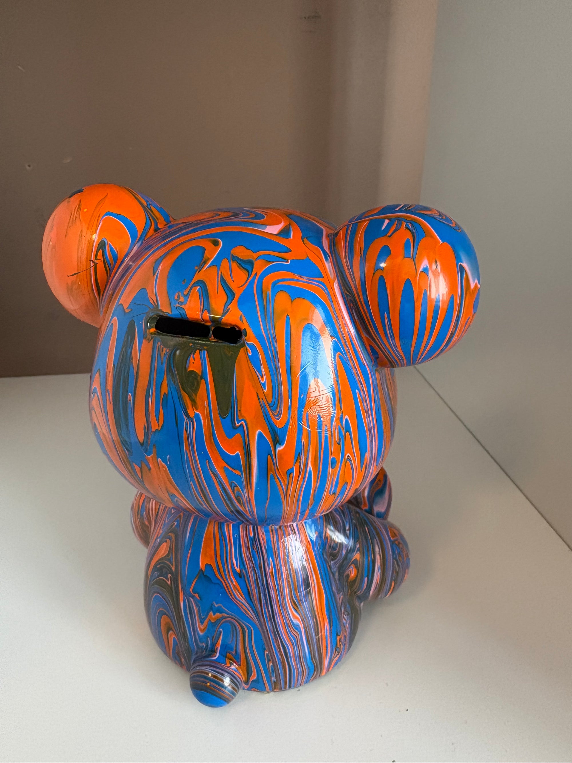 Sitting Down Bear Money Box Acrylic Pouring Figure