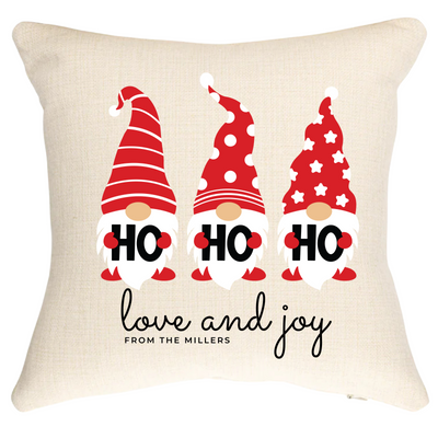 Ho Ho Ho Gnome Christmas Cushion Personalised