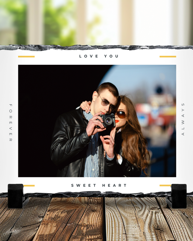 Personalised 1 Image Photo Slate with Text