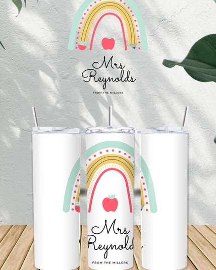Personalised Teacher Name Rainbow 20oz Tumbler - Demo Design Gifts