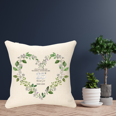 25th Wedding Anniversary Personalised Cushion