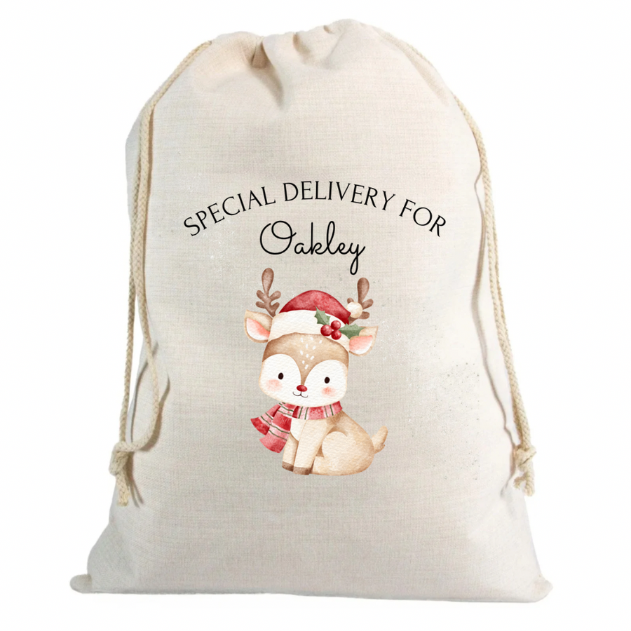 Christmas Sack Reindeer with Name