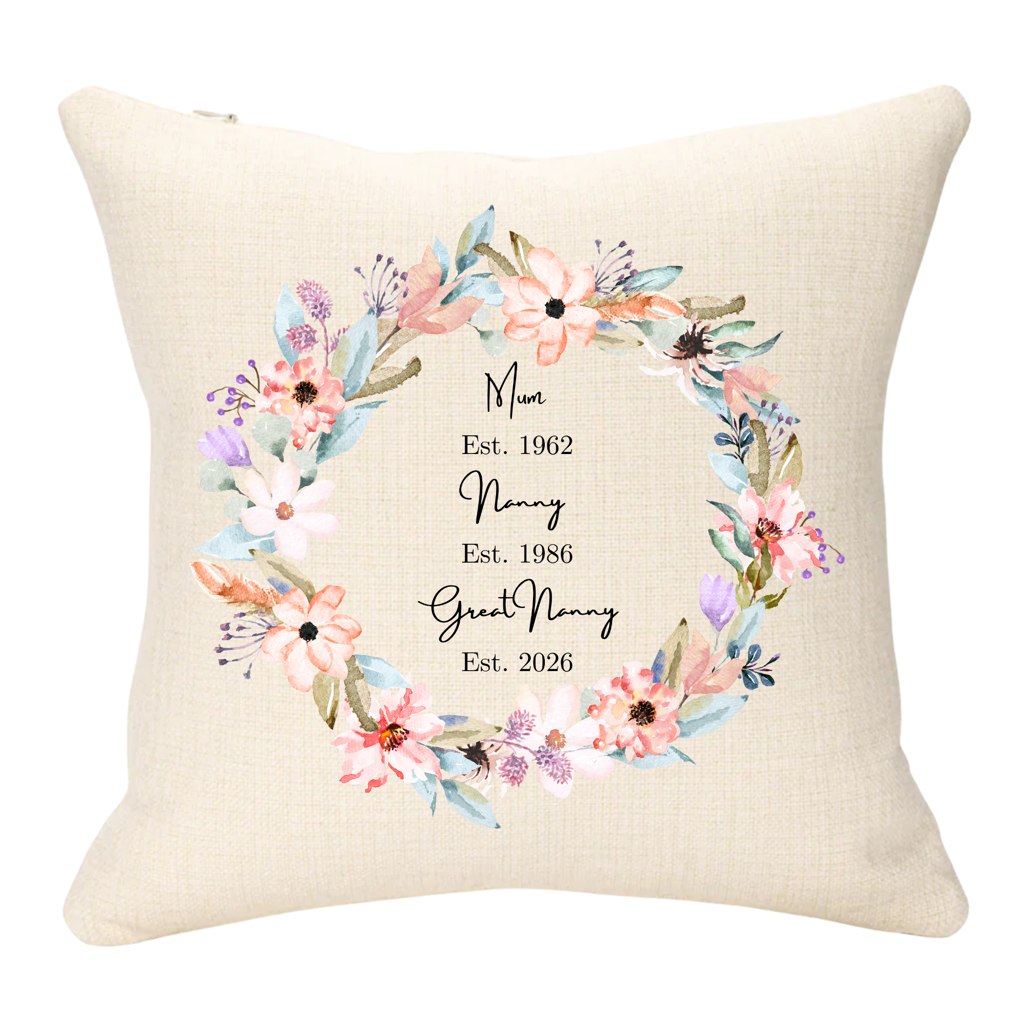 Generations and Dates Personalised Cushion