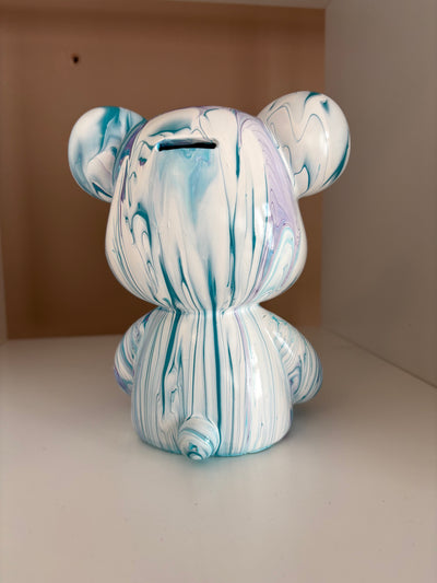 Sitting Down Bear Money Box Acrylic Pouring Figure