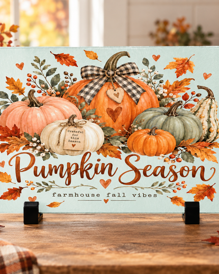 Pumpkin Season Glass Chopping Board