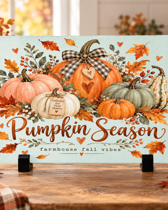 Pumpkin Season Glass Chopping Board