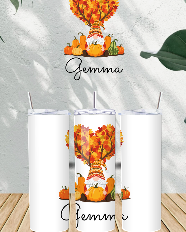 Personalised Name Heart Gnome 20oz Tumbler - Demo Design Gifts