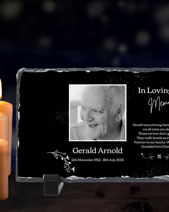 Personalised Memorial Photo Rock Slate 10x15cm | Grave Plaque | Waterproof Outdoor Memorial Gift | In Loving Memory - Demo Design Gifts