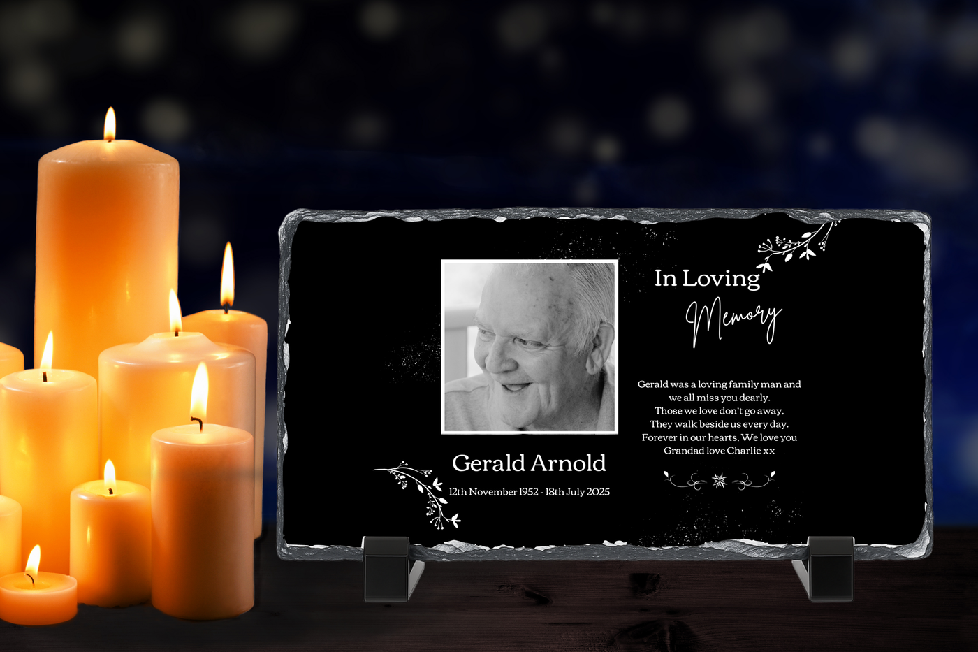 Personalised Memorial Photo Rock Slate 10x15cm | Grave Plaque | Waterproof Outdoor Memorial Gift | In Loving Memory