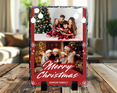 Merry Christmas Red 2 Image Rock Photo Slate, Christmas Gift