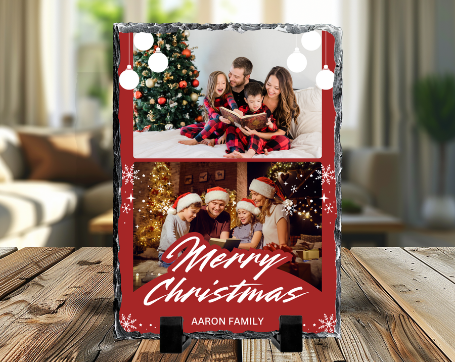Merry Christmas Red 2 Image Rock Photo Slate, Christmas Gift