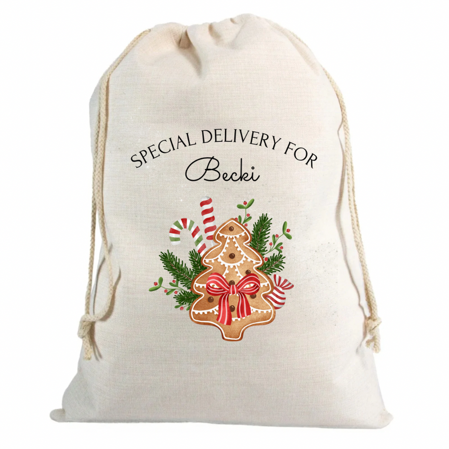 Christmas Sack Gingerbread with Name