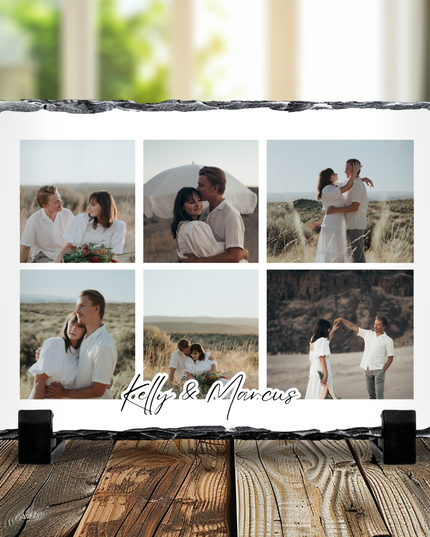Personalised 6 Image Photo Slate with Name