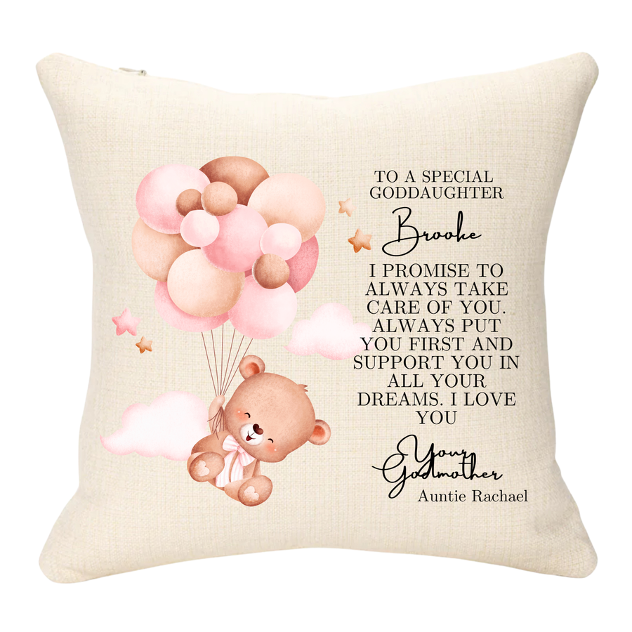 Godparent Girl Christening Personalised Cushion