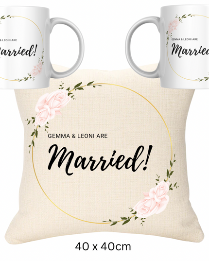 Wedding Bundle -  Pink & Gold Version Married Name and Two Mugs - Demo Design Gifts