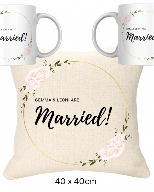 Wedding Bundle -  Pink & Gold Version Married Name and Two Mugs - Demo Design Gifts