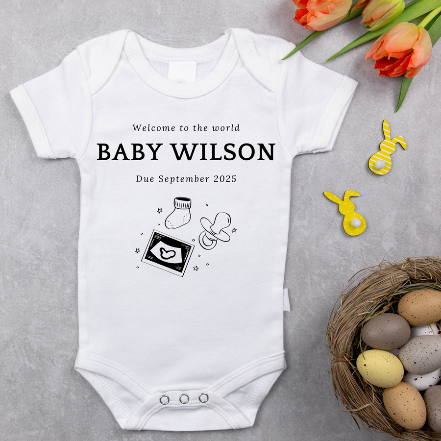 Welcome to the World Baby Grow Personalised