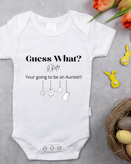 Guess Who is going to be an Auntie Baby Grow Personalised - Demo Design Gifts