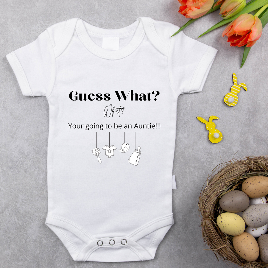 Guess Who is going to be an Auntie Baby Grow Personalised