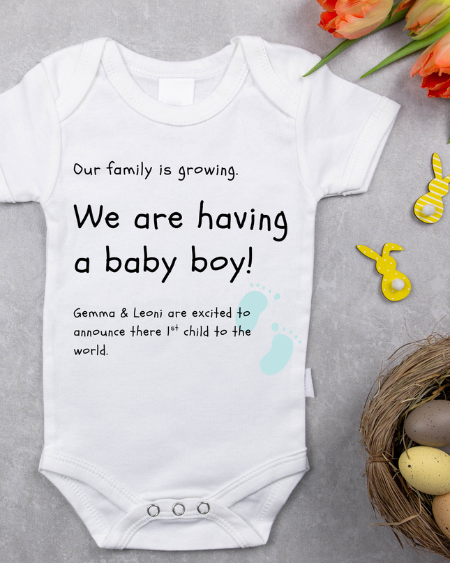 Our Family Is Growing Baby Grow Personalised - Demo Design Gifts