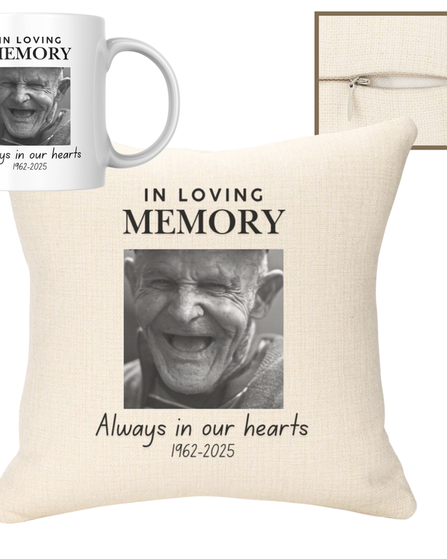 In Memory 40x40cm Cushion & 110oz Ceramic Mug - Demo Design Gifts