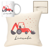 Digger  with name 40x40cm Cushion & 11oz Mug
