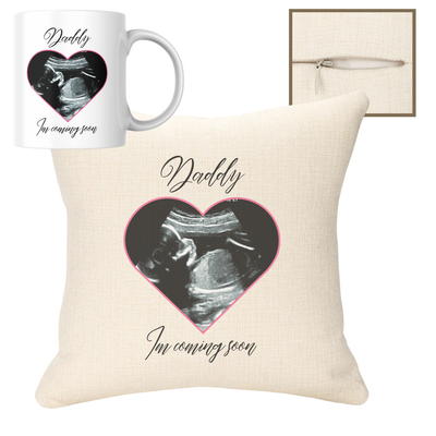 Dad Baby Scan Image 40x40cm Cushion & 11oz Ceramic Mug