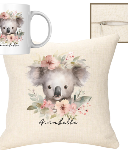 Bear with Flowers 40x40cm Cushion & 11oz Mug - Demo Design Gifts