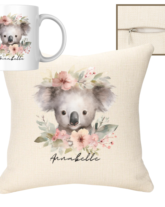 Bear with Flowers 40x40cm Cushion & 11oz Mug - Demo Design Gifts