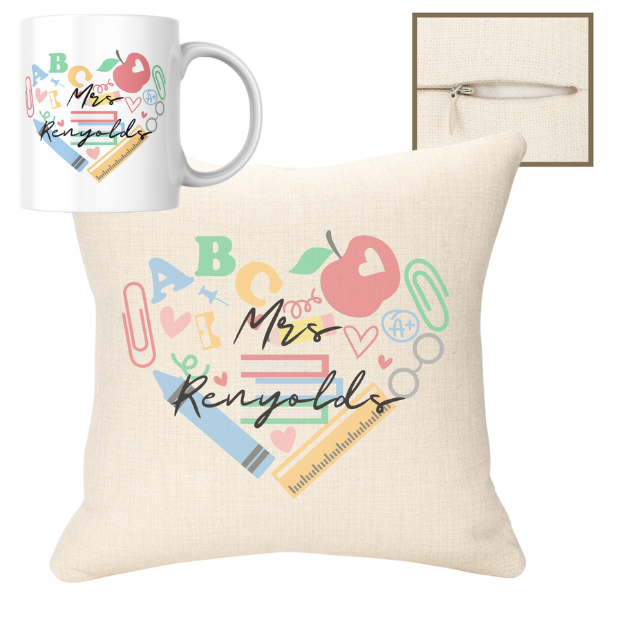 Teacher with Name 40x40cm Cushion & 11oz Mug