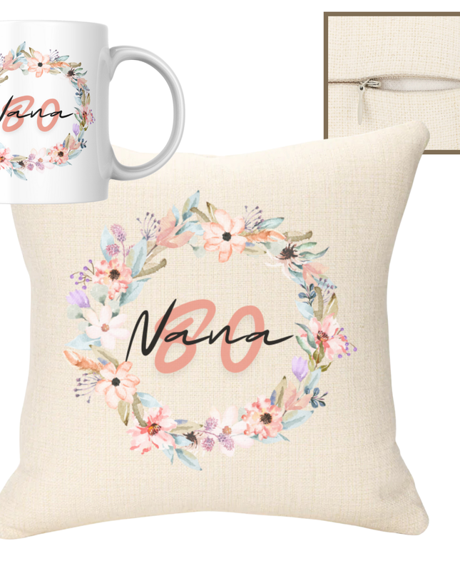 Number & Name 40x40cm Cushion & 11oz Ceramic Mug - Demo Design Gifts