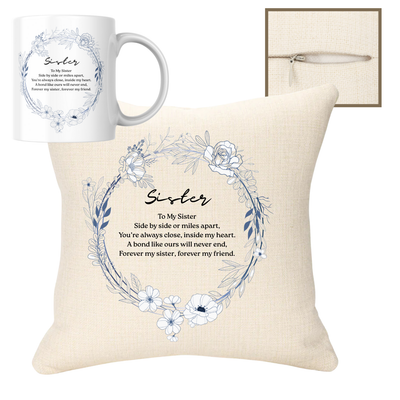 Sister 40x40cm Cushion & 11oz Ceramic Mug