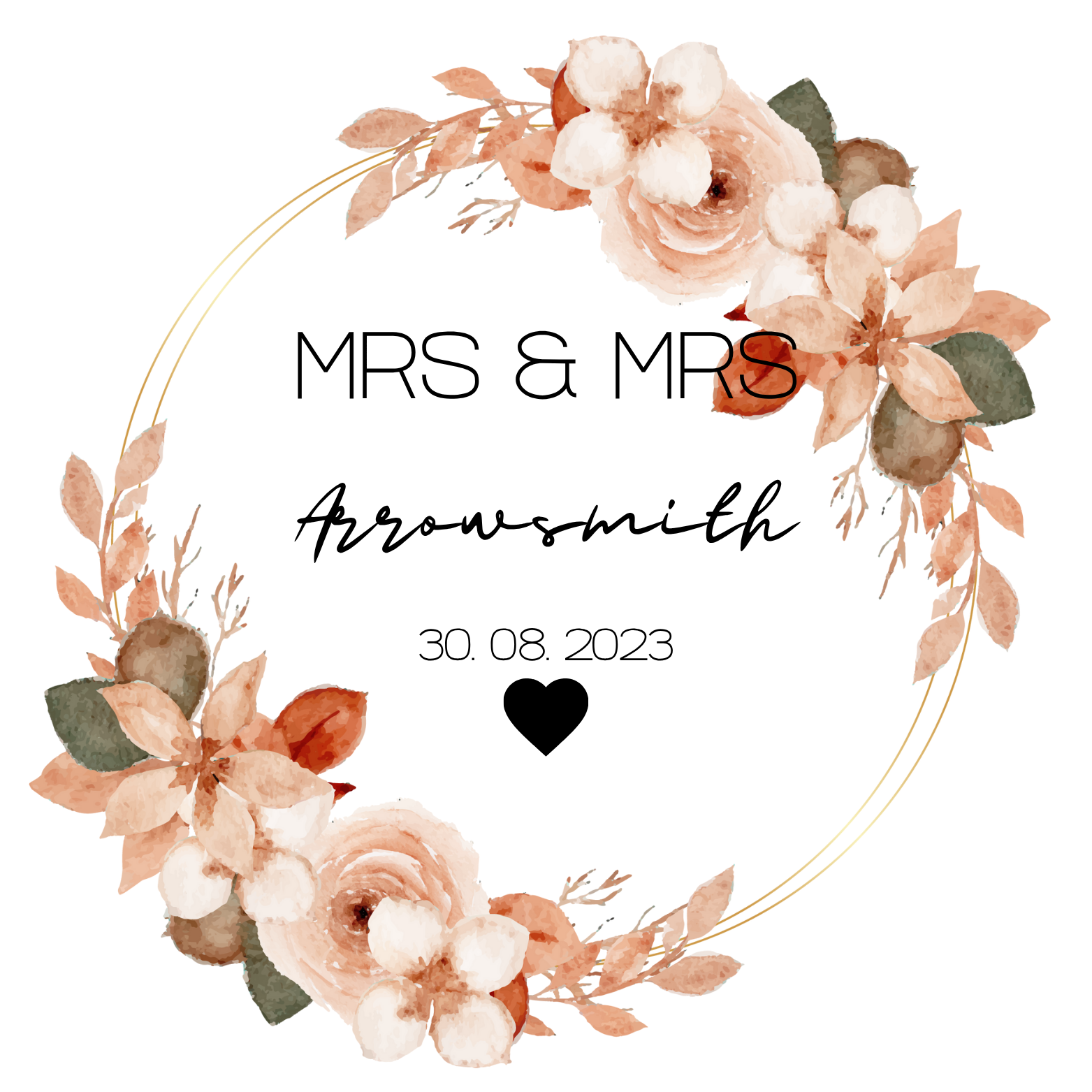 Wedding Name Orange Theme 40x40cm Cushion & 11oz Ceramic Mug