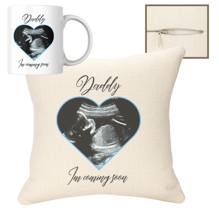 Dad Baby Scan Image 40x40cm Cushion & 11oz Ceramic Mug