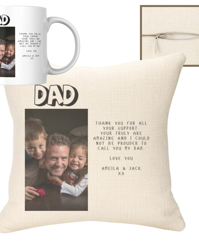 Dad Poem & Image 40x40cm Cushion & 11oz Ceramic Mug - Demo Design Gifts