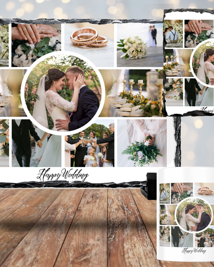 11 Image Happy Wedding Mug, Coaster, Photo Slate - Demo Design Gifts