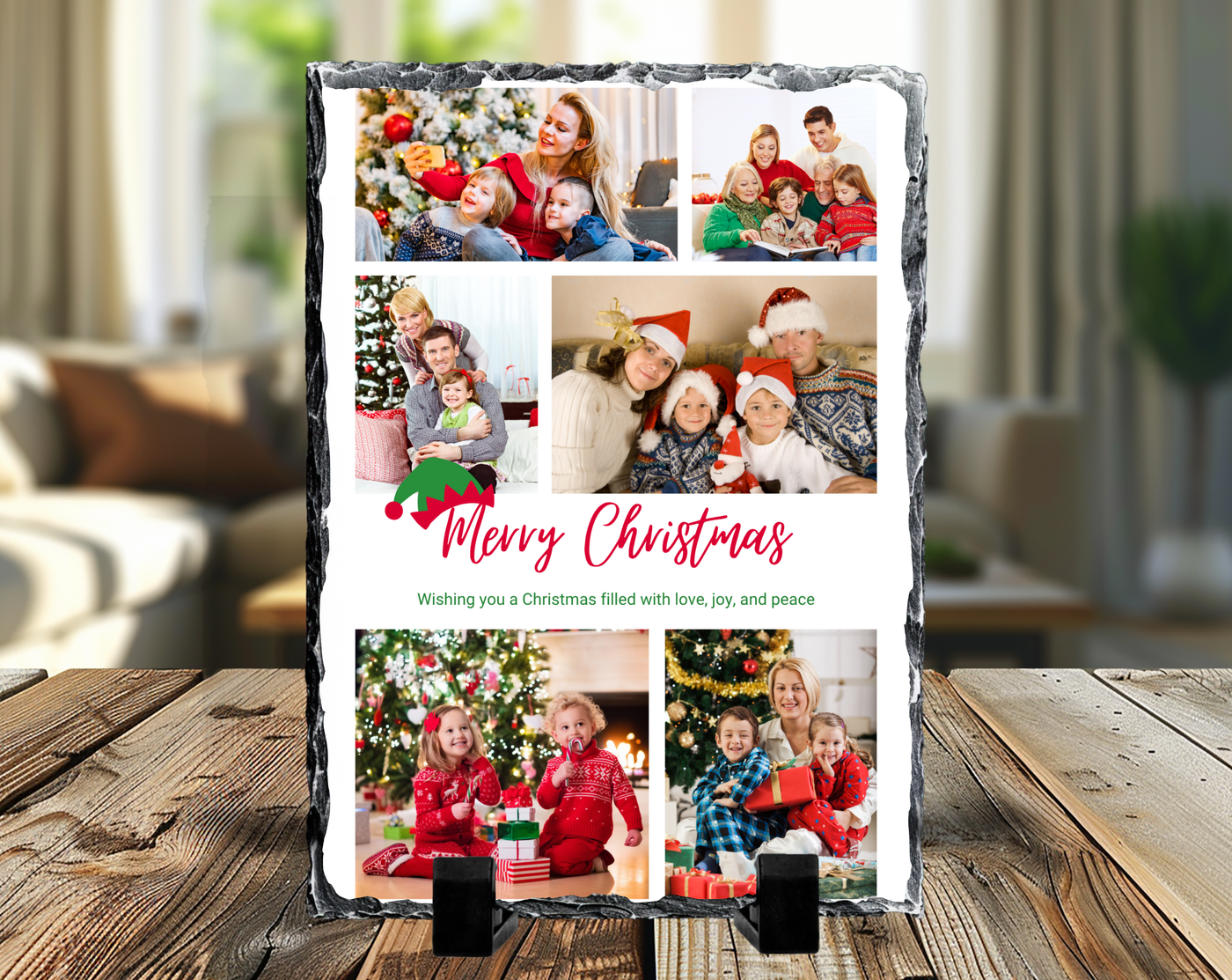 Merry Christmas 6 Image Rock Photo Slate, Christmas Gift