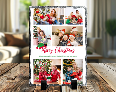 Merry Christmas 6 Image Rock Photo Slate, Christmas Gift