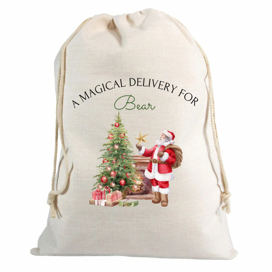 Christmas Sack Santa Tree with Name