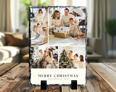 Merry Christmas 4 Image Rock Photo Slate, Christmas Gift