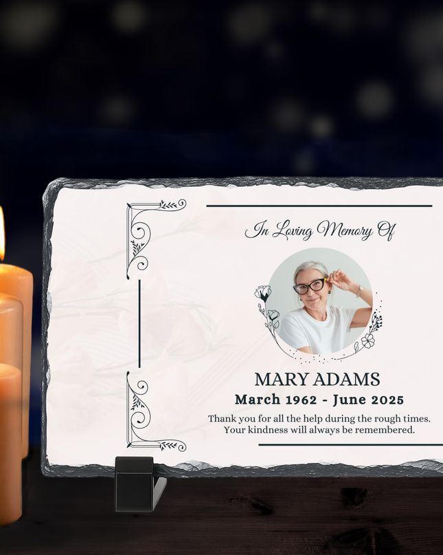 Personalised Memorial Photo Rock Slate 10x15cm | Grave Plaque | Waterproof Outdoor Memorial Gift | In Loving Memory - Demo Design Gifts