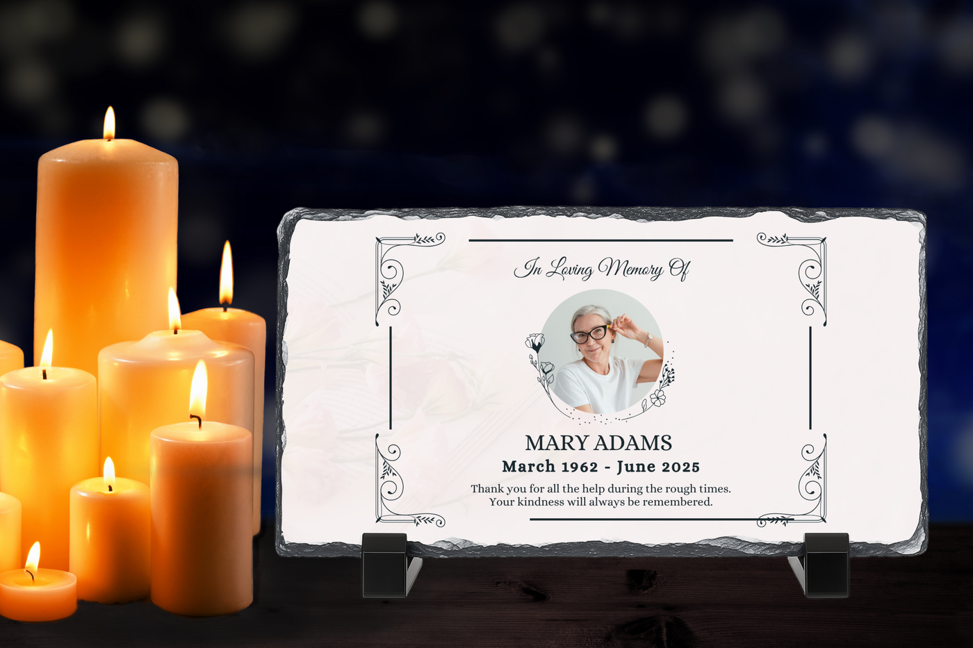 Personalised Memorial Photo Rock Slate 10x15cm | Grave Plaque | Waterproof Outdoor Memorial Gift | In Loving Memory