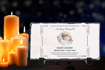 Personalised Memorial Photo Rock Slate 10x15cm | Grave Plaque | Waterproof Outdoor Memorial Gift | In Loving Memory