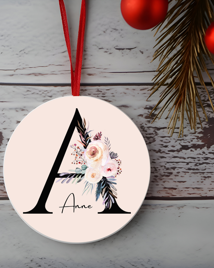 Letter and Name Pink Theme Ornament - Demo Design Gifts
