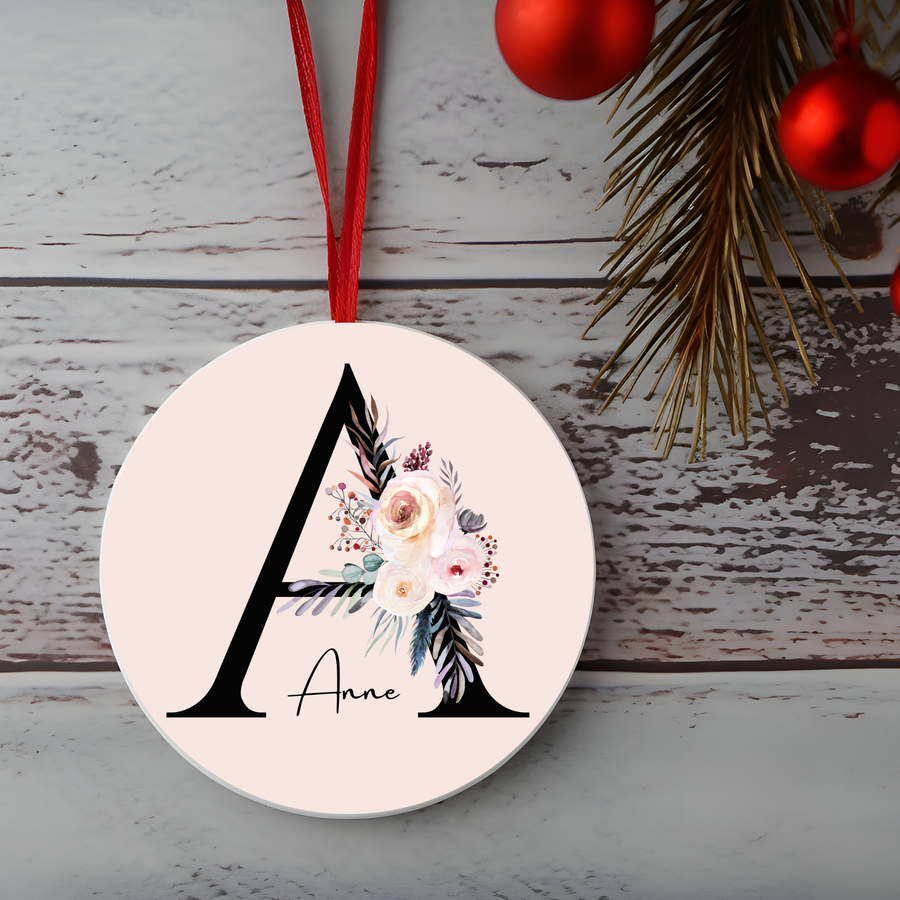 Letter and Name Pink Theme Ornament