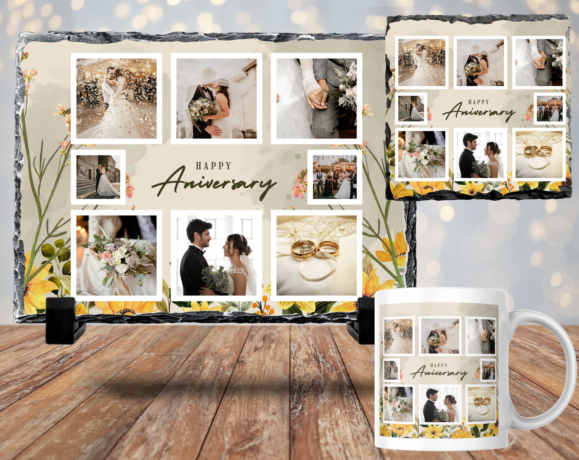 Happy Anniversary Mug, Coaster, Photo Slate