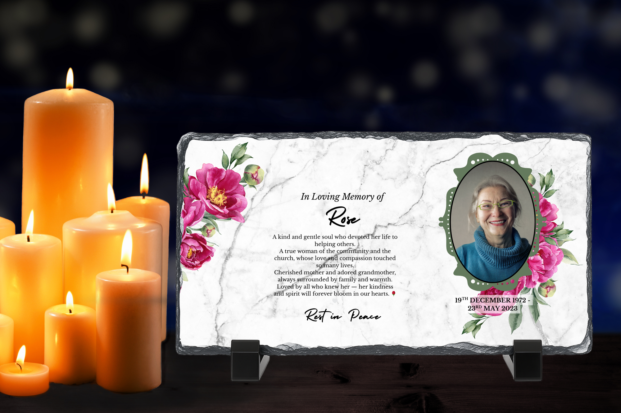 Personalised Memorial Photo Rock Slate 10x15cm | Grave Plaque | Waterproof Outdoor Memorial Gift | In Loving Memory