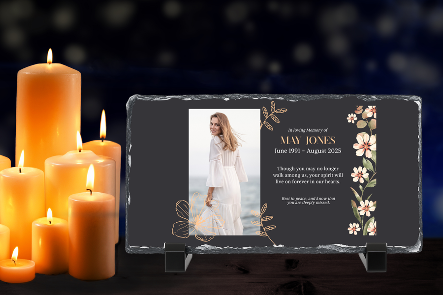 Personalised Memorial Photo Rock Slate 10x15cm | Grave Plaque | Waterproof Outdoor Memorial Gift | In Loving Memory