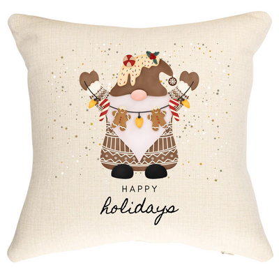 Gnome Happy Holidays Christmas Cushion