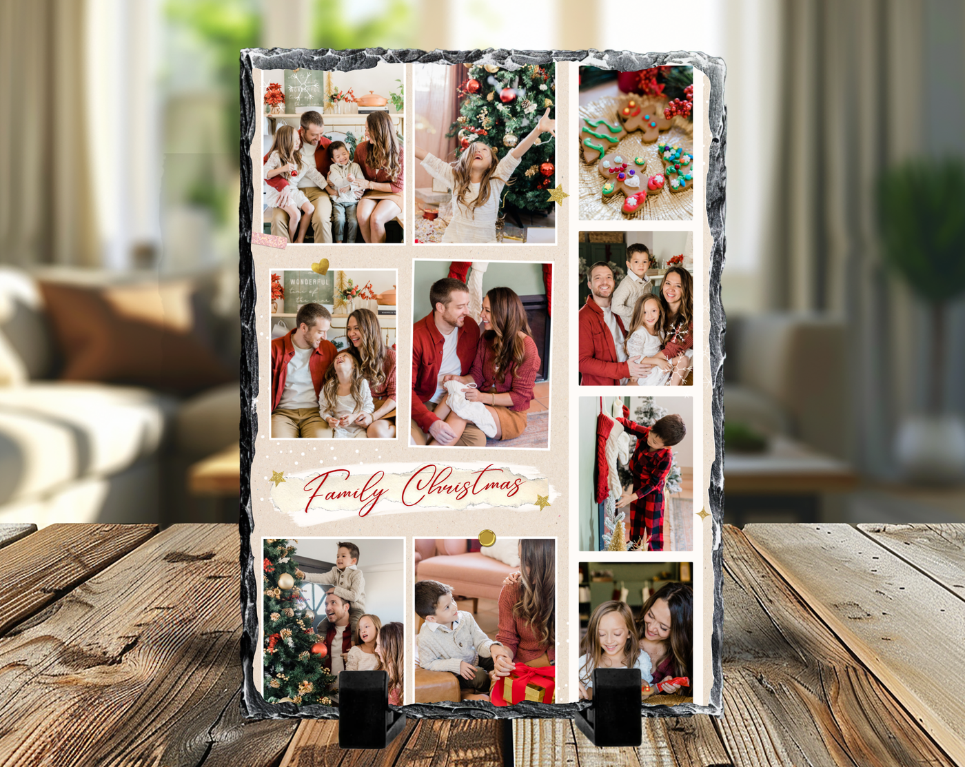 Merry Christmas 10 Image Rock Photo Slate, Christmas Gift